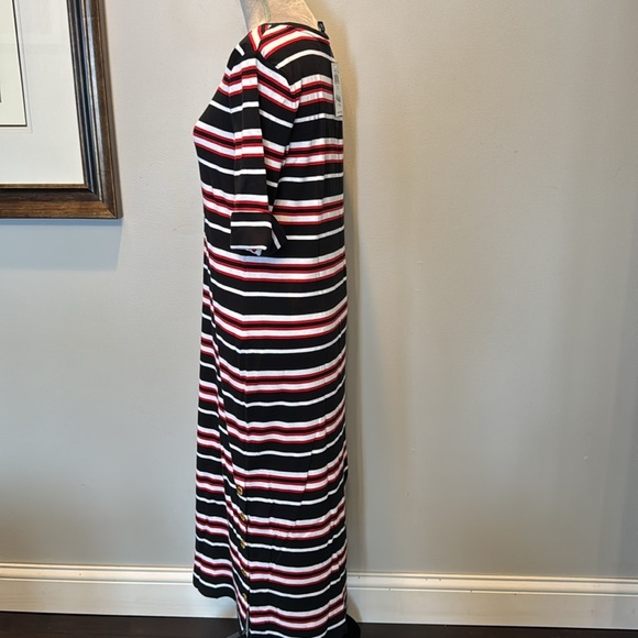 Ralph Lauren Striped Black and Red Women's cotton tshirt Dress NWT L - Picture 4 of 14